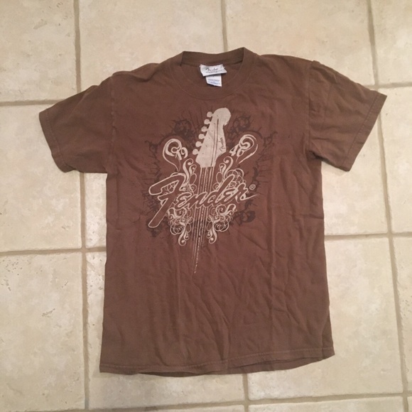 Fender Guitar brown men’s small T-shirt - Picture 1 of 3